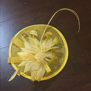 Yellow Fascinator Hat with Feathers